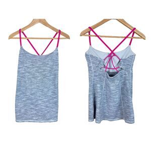 Lululemon Dancing Warrior Tank Top Gray Pink Womens Size 8 Gym Yoga Athleisure